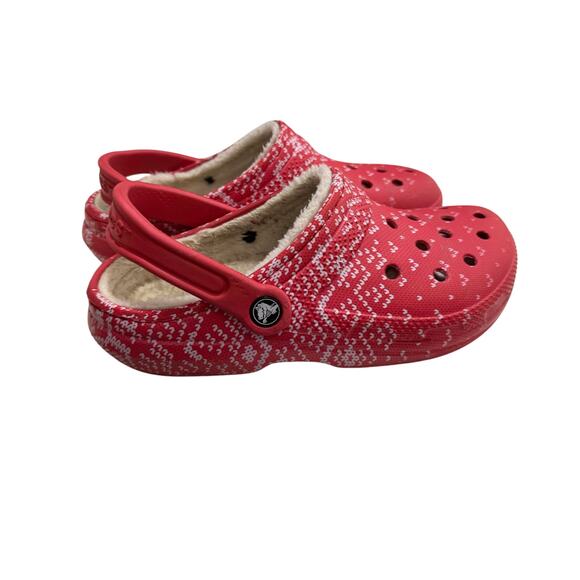 CROCS classic lined holiday Christmas Clogs women’s sz 7 sandals gently used - Picture 13 of 13